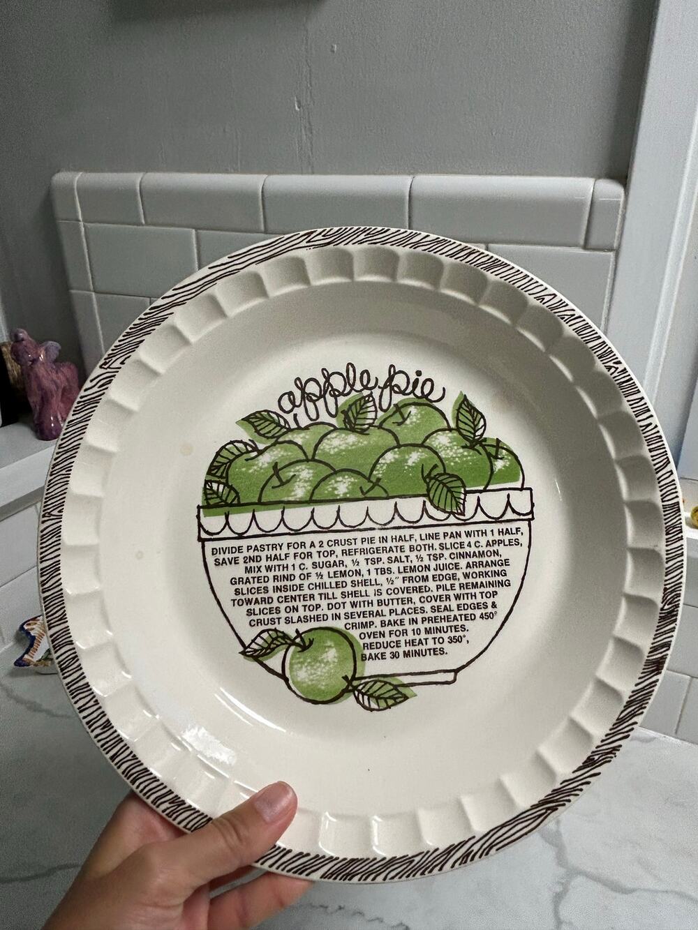 Vintage Apple Pie Recipe Plate Country Harvest USA